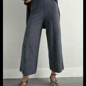 zara knit cullote wide leg high waist grey large